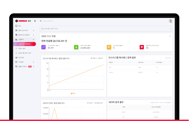 팝플리소셜데이터대시보드 이미지